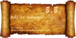 Béki Benedek névjegykártya