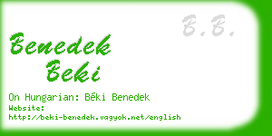 benedek beki business card