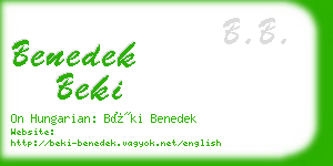 benedek beki business card